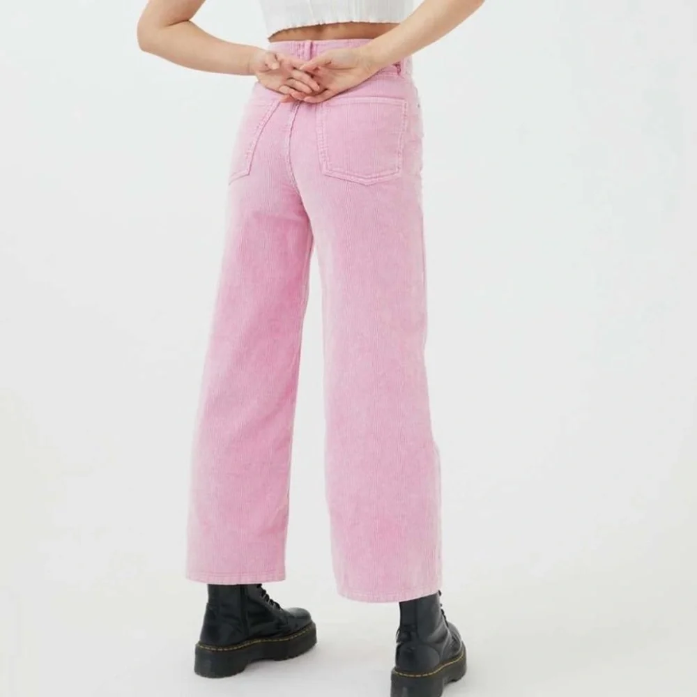 BDG High & Wide High Rise Ankle Wide Leg Corduroy Pants in Pink